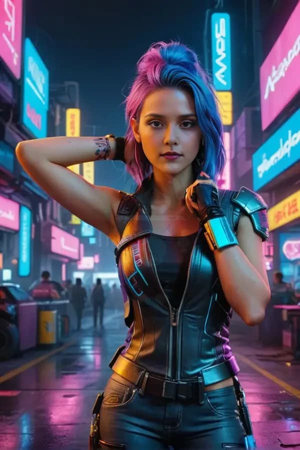 Фото в стиле "Киберпанк", обработка нейросетью