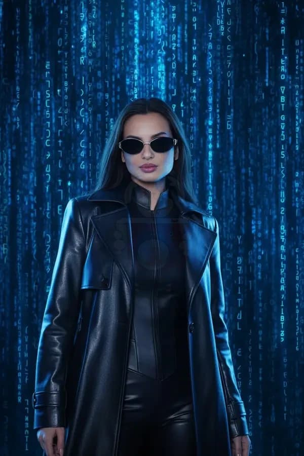 Матрица синий, женский образ, результат работы нейросети