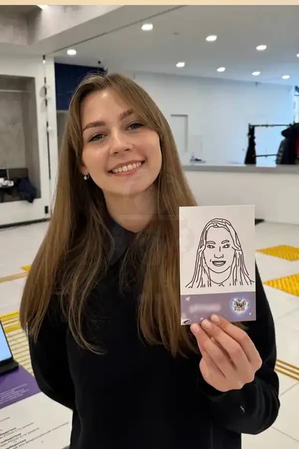 Портрет нарисованный скетчботом маркером на бумаге