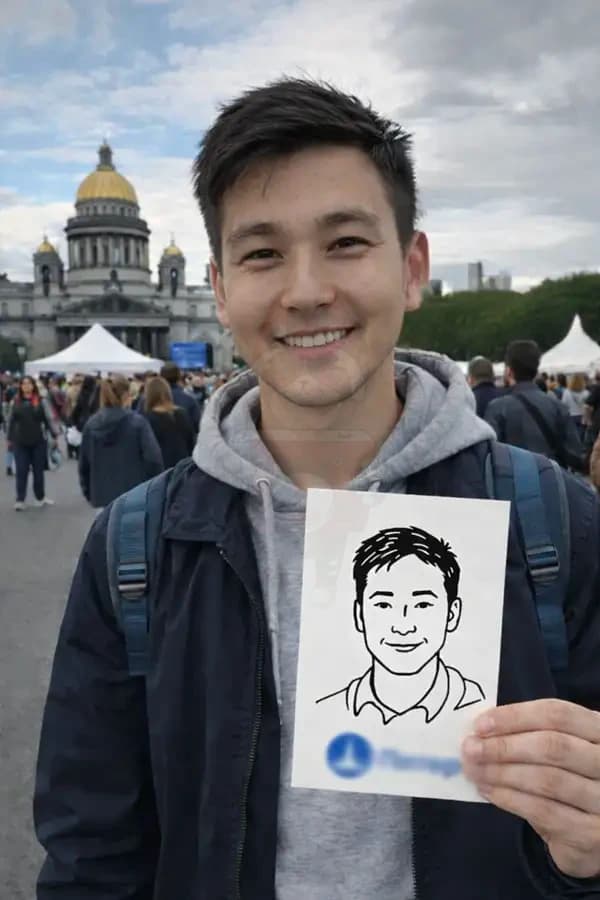 Художественный портрет от скетч-бота на мероприятии