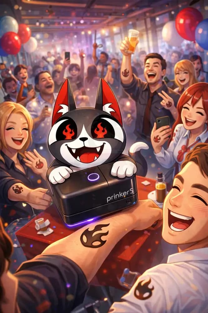 Оператор тату-принтера за работой на мероприятии