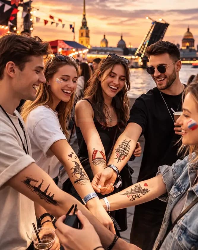 Временные тату на фестивале и городском празднике