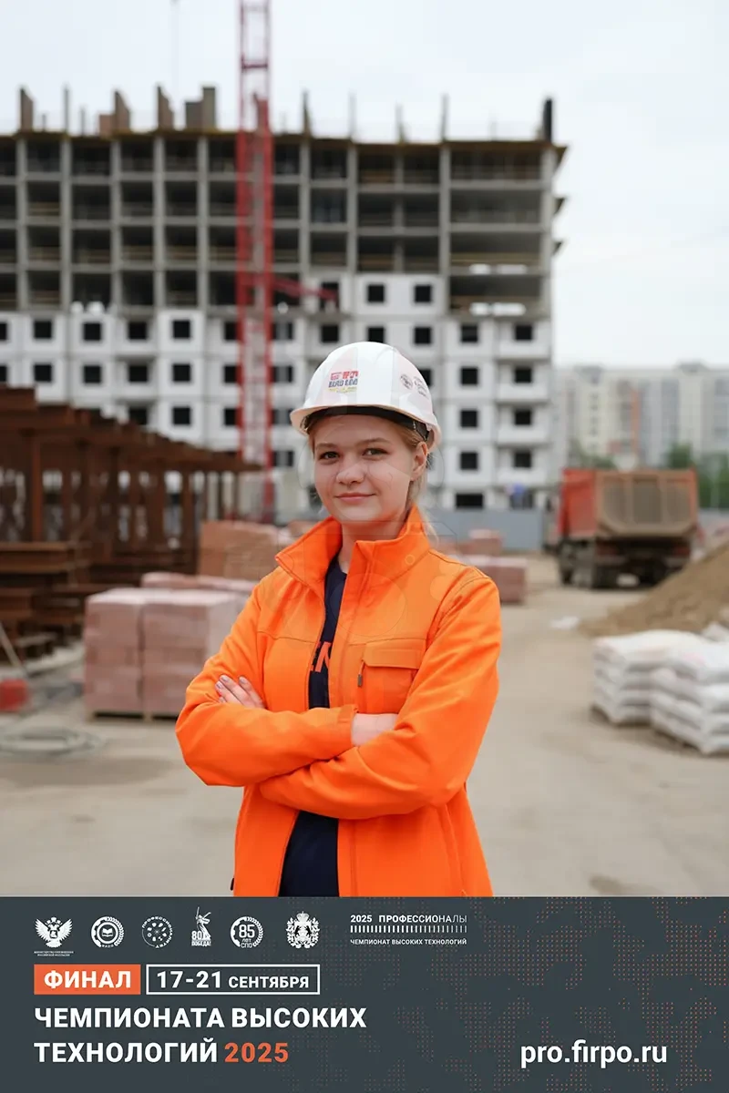 Результат нейросети: участница в образе строителя на фоне стройплощадки, ЧВТ 2025