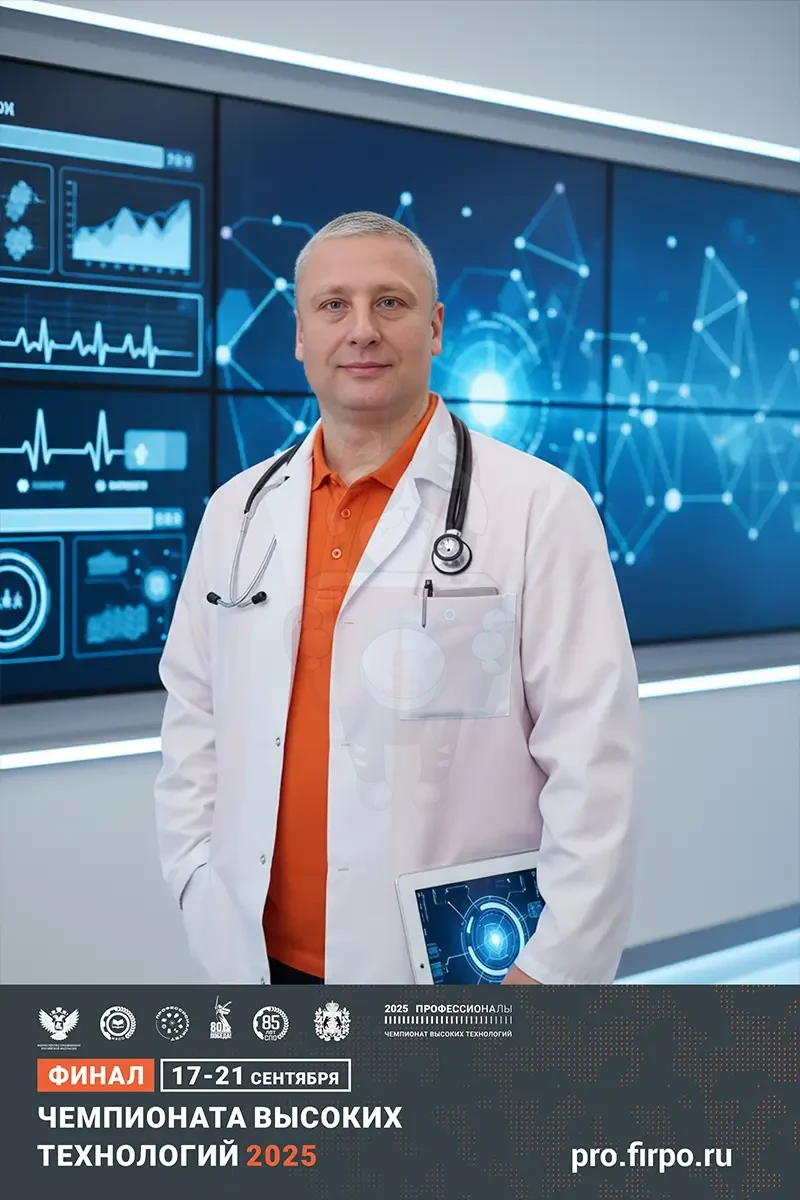 Результат нейросети: участник в образе врача с медицинскими мониторами