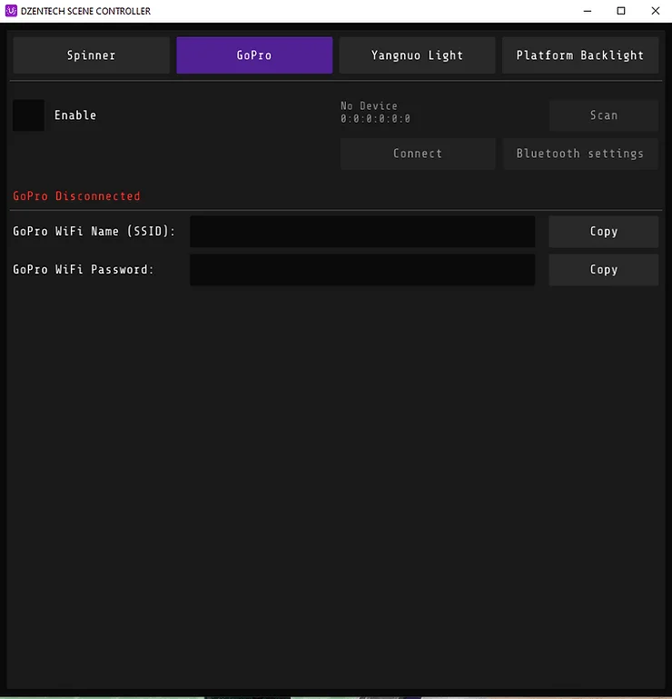 Scene Controller: настройки LED-платформы