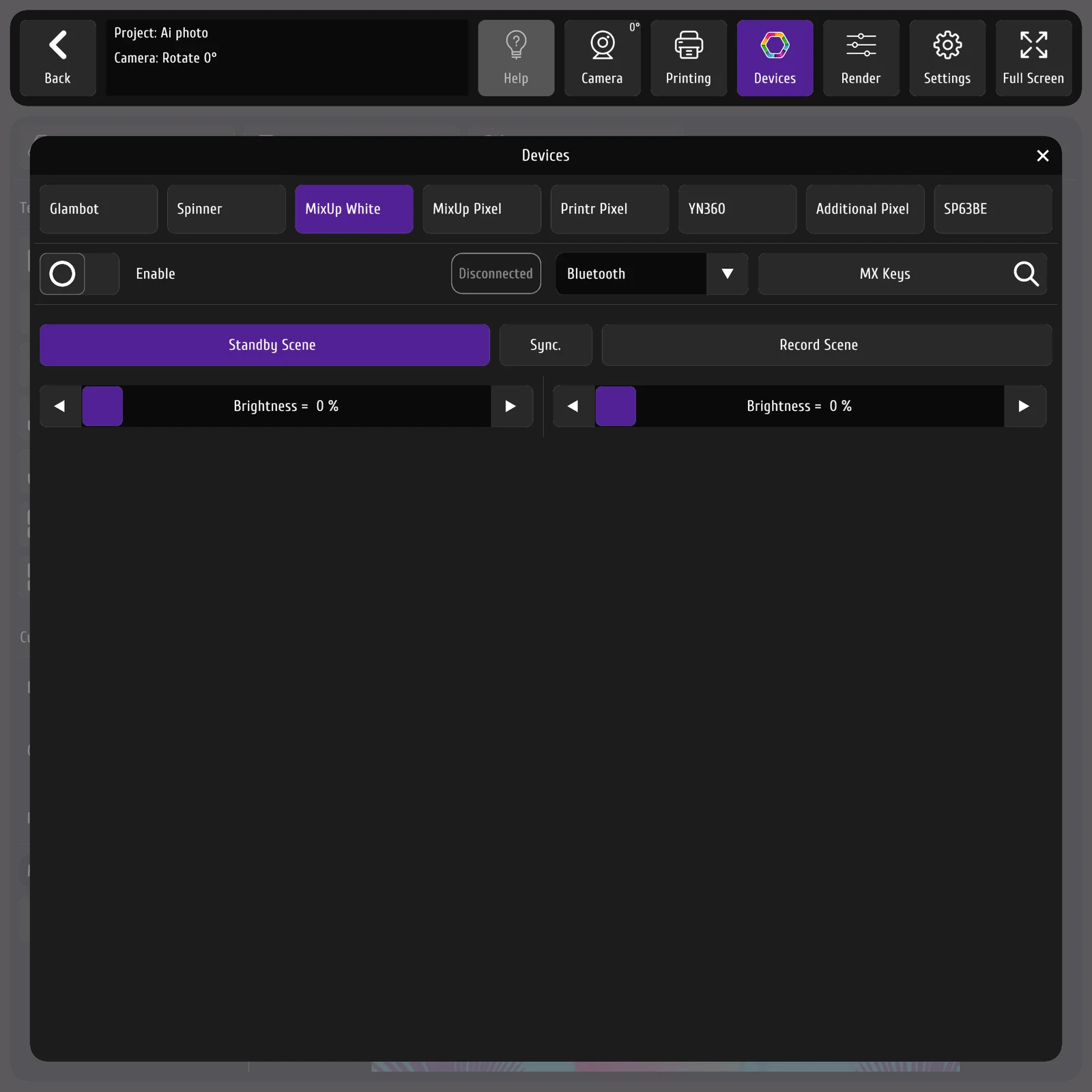 Управление подсветкой фотобудки из программы MixUp App