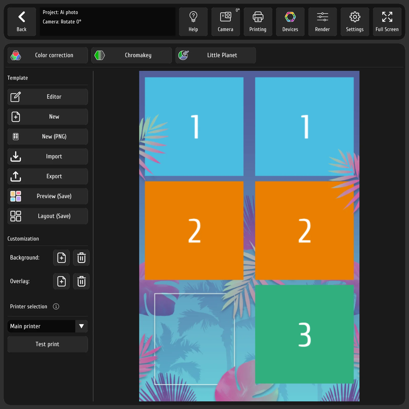 Редактор фотошаблонов в программе для фотобудки MixUp App